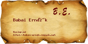Babai Ernák névjegykártya
